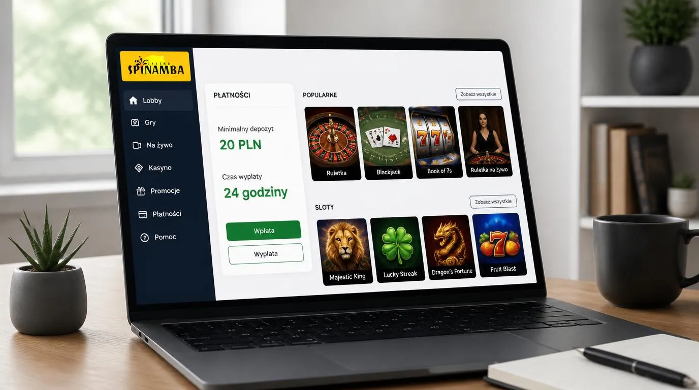 Panel kasyna z depozytem 20 PLN, czasem wypłaty 24 godziny i kafelkami gier z krupierem na żywo